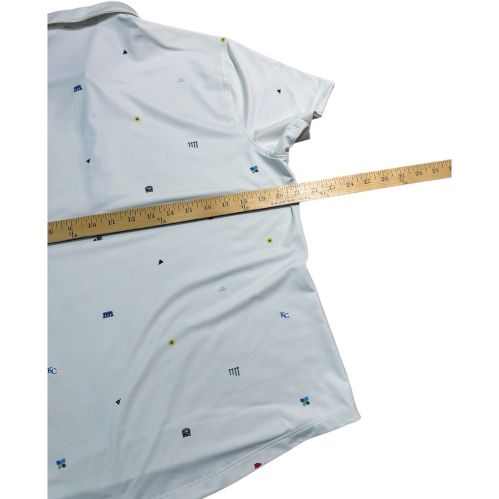 Greyson XL Golf Polo Shirt White Colorful Print Short Sleeve Kansas‎ City Icons - Picture 7 of 7